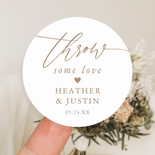 Throw Some love Gold Wedding Confetti  Classic Round Sticker (Creator Uploaded)