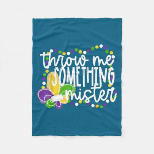 Throw something mister mardi gras beads new orlean fleece blanket