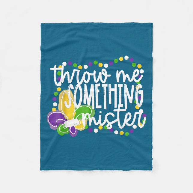 Throw something mister mardi gras beads new orlean fleece blanket (Front)