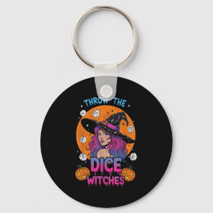 Throw The Dice Witches Bunco Party Funny Halloween Keychain