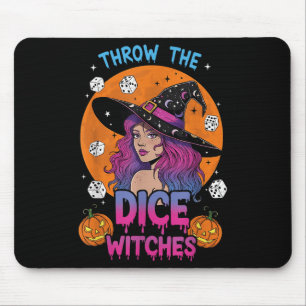 Throw The Dice Witches Bunco Party Funny Halloween Mouse Pad