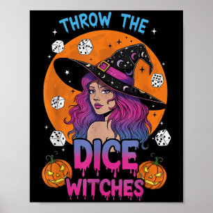 Throw The Dice Witches Bunco Party Funny Halloween Poster