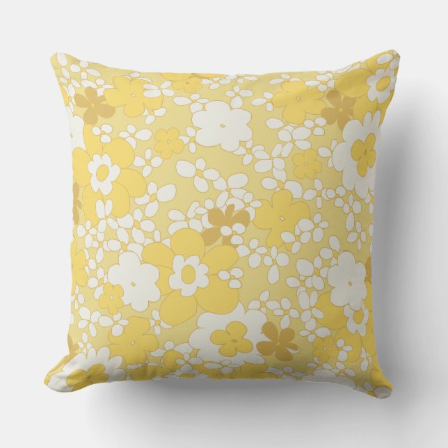 throwback 60s flower pattern throw pillow (Front)