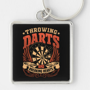 Throwing Darts Breaking Hearts Premium Keychain