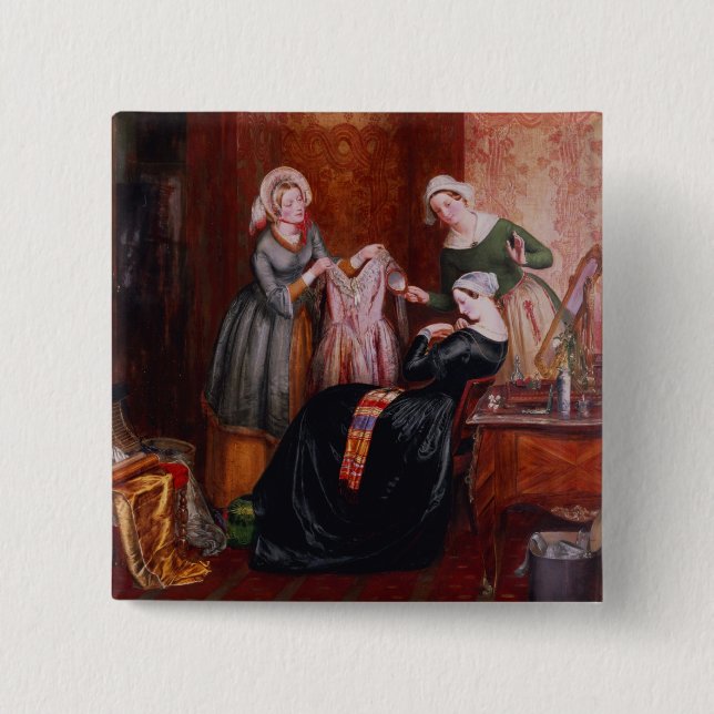 Throwing off her weeds 2 inch square button (Front)