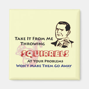 Throwing Squirrels Retro Humour Refrigerator Magne Magnet