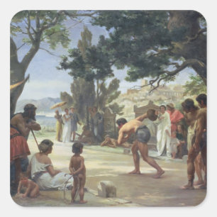 Throwing the Discus, 1875 Square Sticker