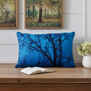 Thru The Glass, Weeping Tree Blue Abstract Wall Accent Pillow