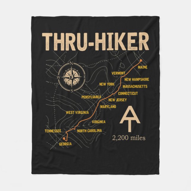 Thruh Hiker Appalachian Trail Hiking  Fleece Blanket (Front)