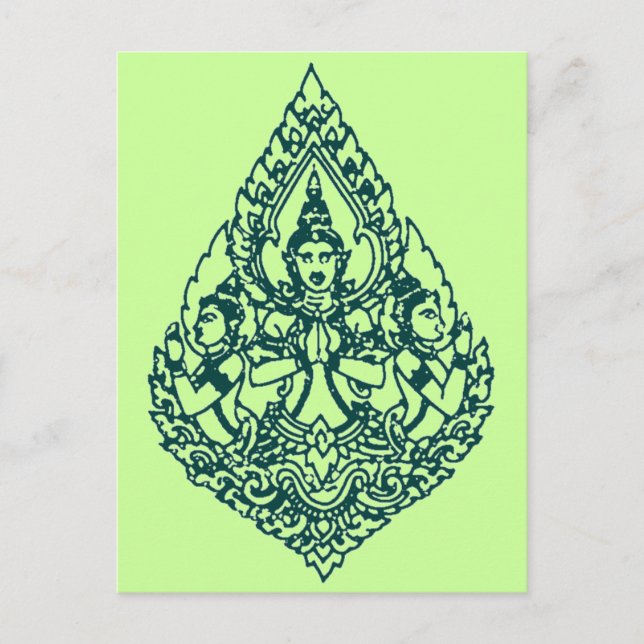 THTHREE HEAD BUDDHA PRAYING LAO, THAI & CAMBODIA POSTCARD (Front)