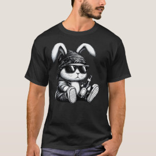 Thug Bunny With Beer Bunny Rabbit Gangster Rabbit  T-Shirt