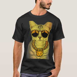Thug Gangster Sunglasses Chain Gansta Cat Kitty Ra T-Shirt