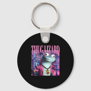 Thug Lizard Funny Weirdcore Animal Lizard Lizard L Keychain