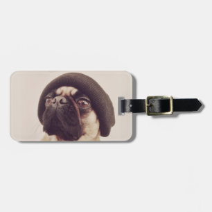Thug Pug with hat design Luggage Tag
