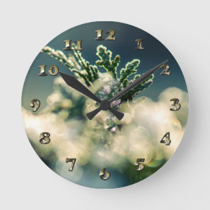 Thuja Winter Ice Crystals Round Clock