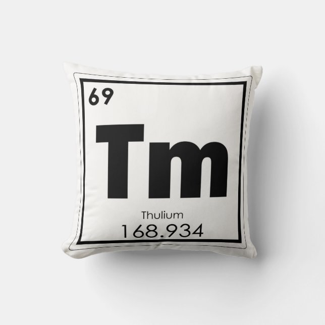 Thulium chemical element symbol chemistry formula throw pillow (Front)