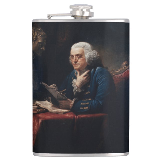 Thumb Portrait Benjamin Franklin at White House Fl Hip Flask (Front)