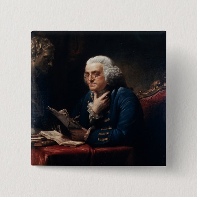 Thumb Portrait, Benjamin Franklin Founding Father 2 Inch Square Button (Front)