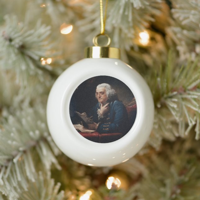 Thumb Portrait, Benjamin Franklin Founding Father Ceramic Ball Christmas Ornament (Tree)