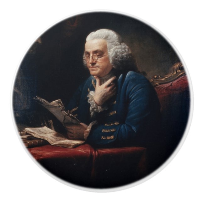 Thumb Portrait, Benjamin Franklin Founding Father Ceramic Knob (Front)