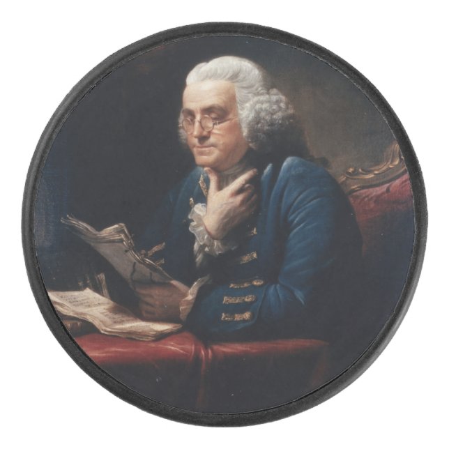 Thumb Portrait, Benjamin Franklin Founding Father Hockey Puck (Front)