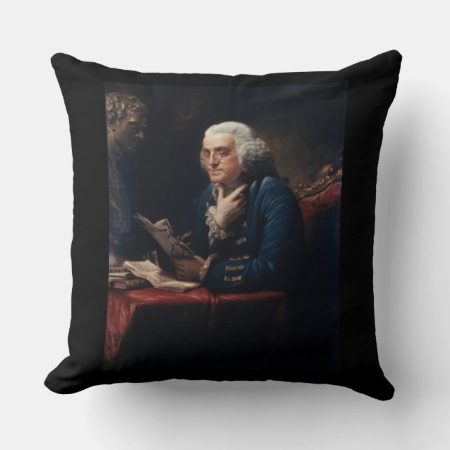 Thumb Portrait, Benjamin Franklin Founding Father Throw Pillow (Front)