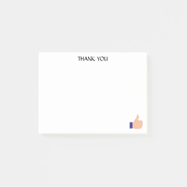 Thumb Up Thank You on White Background Post-it Notes (Front)