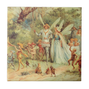 Thumbelina and Prince Wedding, Vintage Fairy Tales Tile