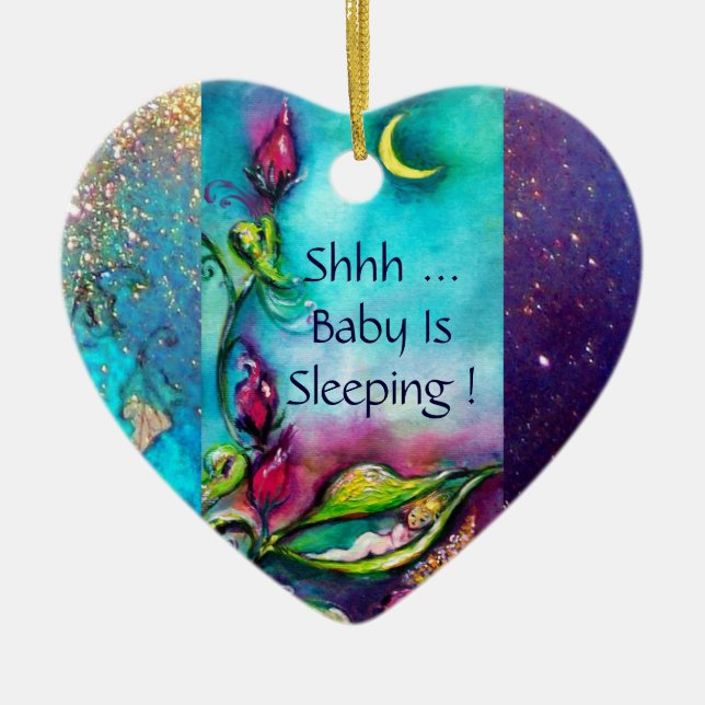 THUMBELINA  BLUE SAPPHIRE MONOGRAM DOOR HANGER CERAMIC ORNAMENT (Front)