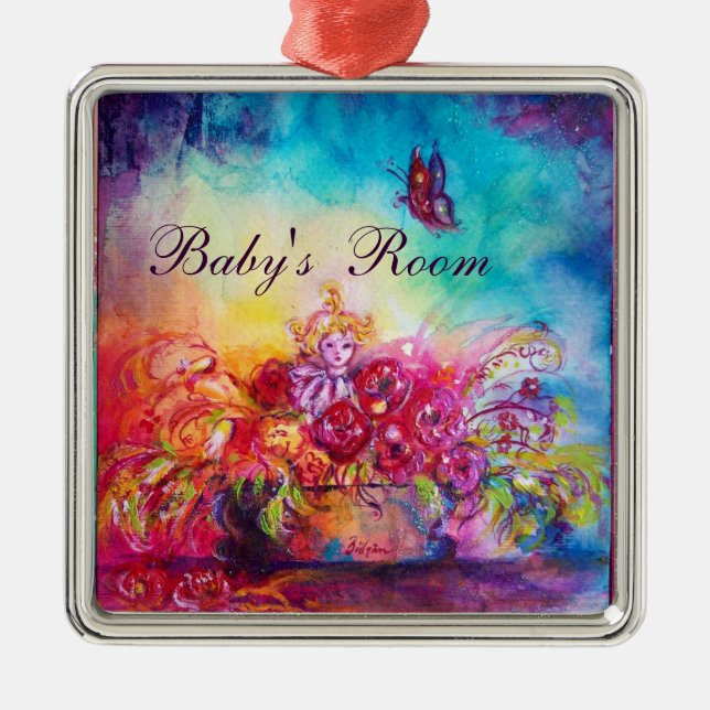 THUMBELINA ,FLOWER BASKET AND BUTTERFLY METAL ORNAMENT (Front)