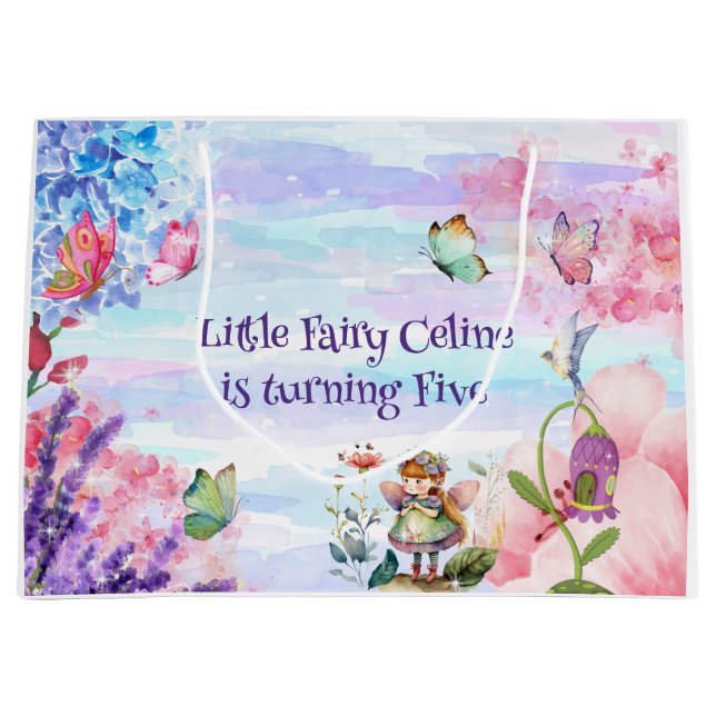 Thumbelina little fairy birthday Large Gift Bag (Front)
