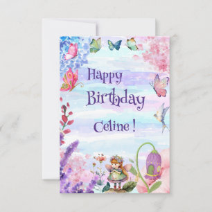 Thumbelina little fairy Happy Birthday greeting Card