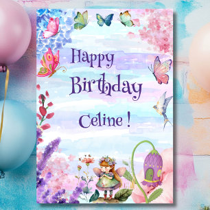 Thumbelina little fairy Happy Birthday greeting Card