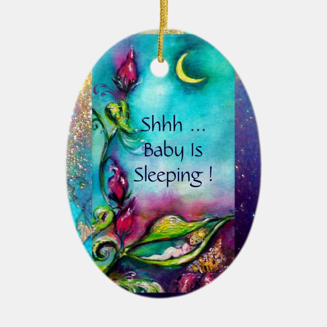 THUMBELINA PINK RUBY MONOGRAM DOOR HANGER CERAMIC ORNAMENT (Front)