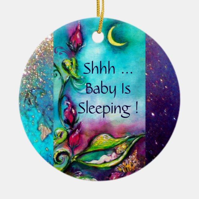 THUMBELINA  SAPPHIRE HEART MONOGRAM DOOR HANGER CERAMIC ORNAMENT (Front)