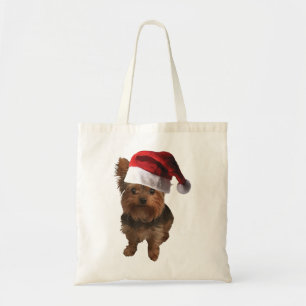 thumbnail_Santa Hat Yorkie Tote Bag