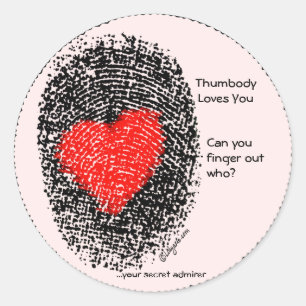 Thumbody Loves You Heart Fingerprint Sticker