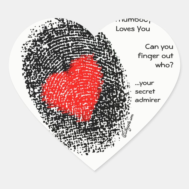 Thumbody Loves You Heart Shape Fingerprint Sticker (Front)