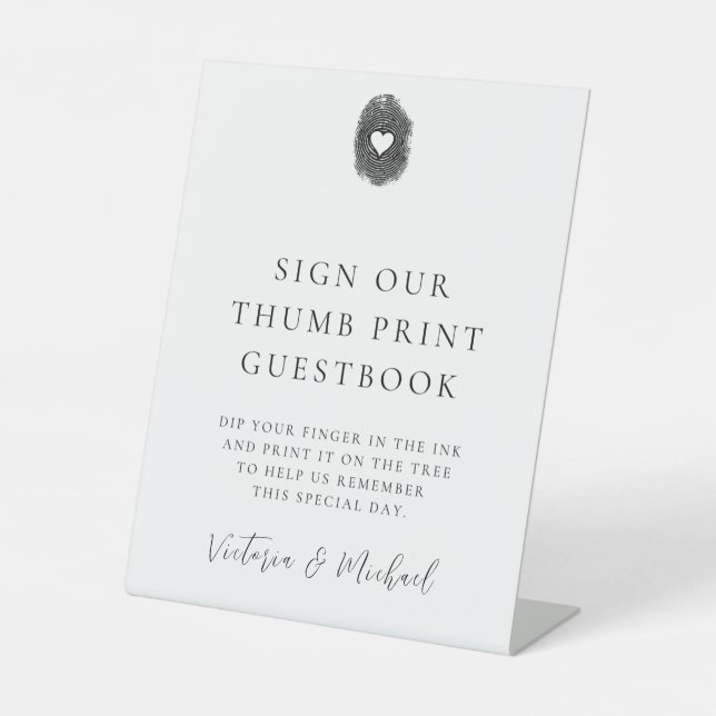 Thumbprint Keepsake Instructions Wedding  Pedestal Sign (Front)