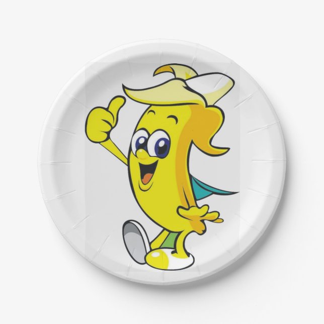 Thumbs Up Banana Paper Plate (Front)