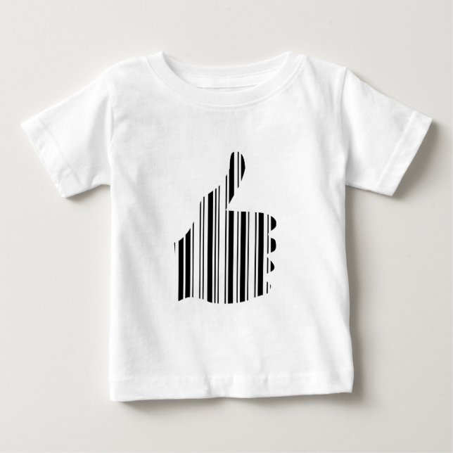 THUMBS UP BAR CODE Thumb Gesture Pattern Design Baby T-Shirt (Front)