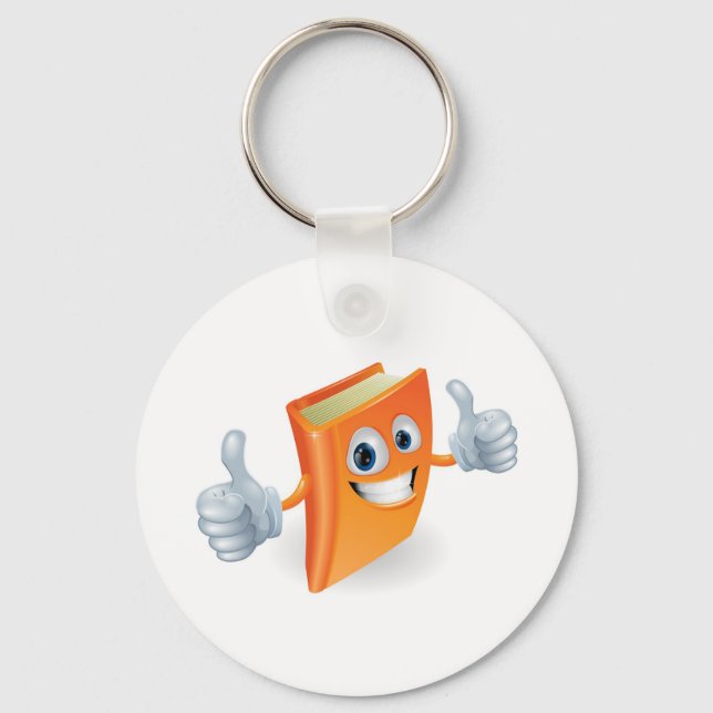 Thumbs up book cartoon character keychain (Front)