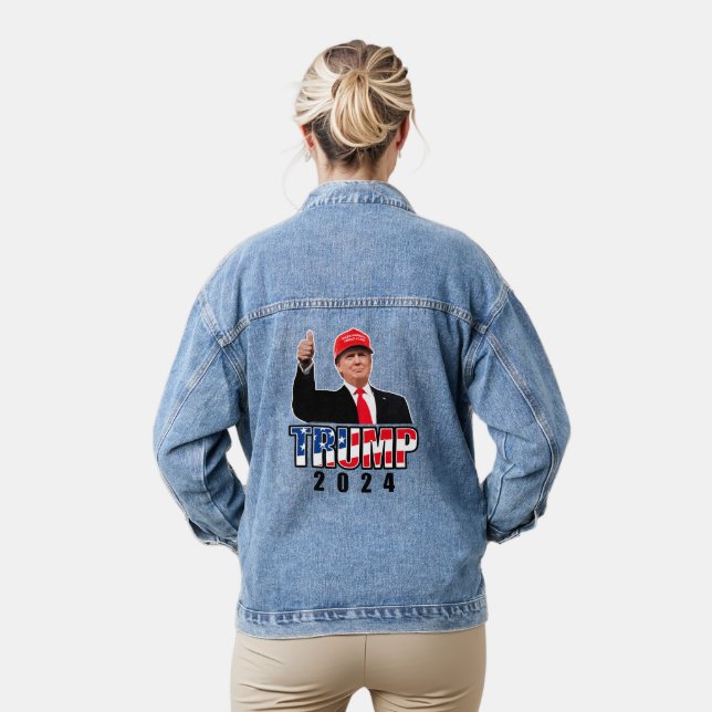 Thumbs Up Donald Trump 2024 Denim Jacket (Model)