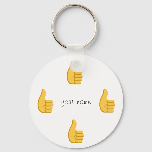 Thumbs up Emoji and '' Your Name Here " Keychain (Front)