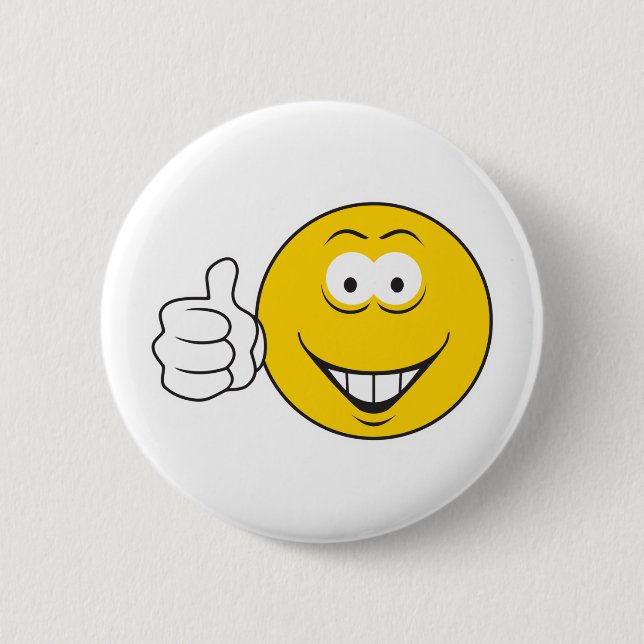 Thumbs Up Face 2 Inch Round Button (Front)
