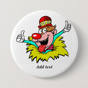 Thumbs Up, fun clown TEMPLATE, 3 Inch Round Button