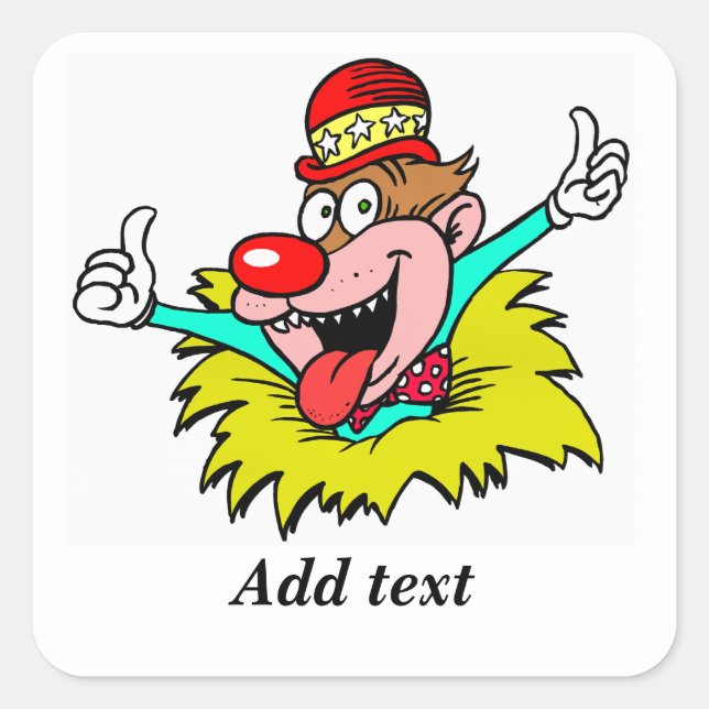 Thumbs Up, fun clown TEMPLATE, Square Sticker (Front)