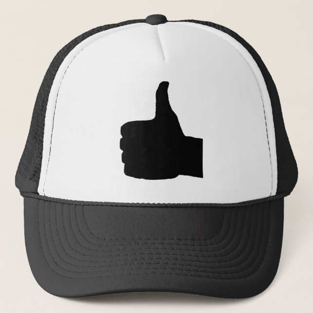 Thumbs Up Gesture, White Back Trucker Hat (Front)