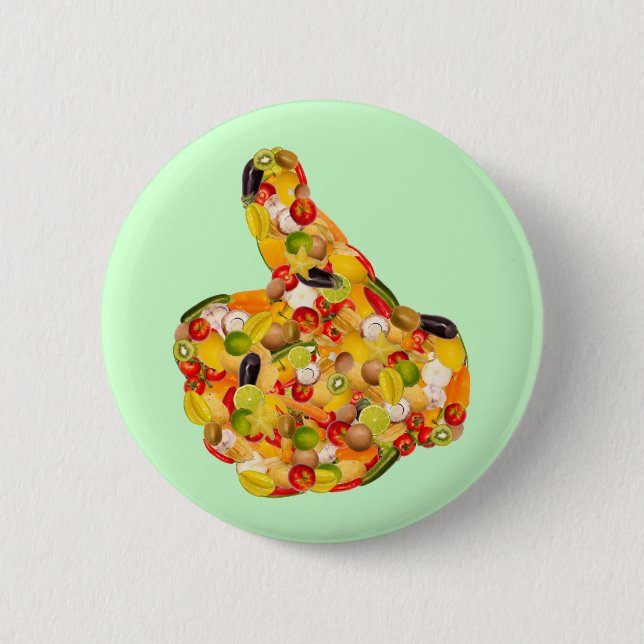 Thumbs up of fruits and vegetables 2 inch round button (Front)