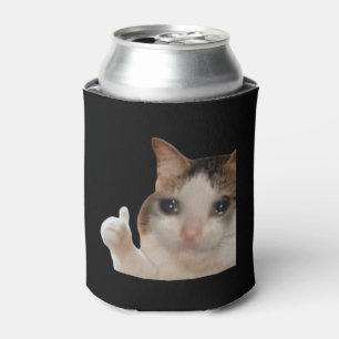 Thumbs Up Ok Cat Meme Double Sided Black Can Cooler